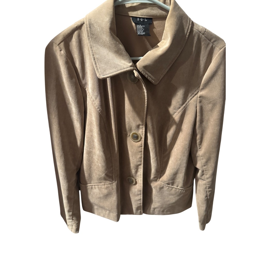 Y2K Vintage RQB Tan Corduroy Jacket Womens Medium Tan Fine Wale 3 Button